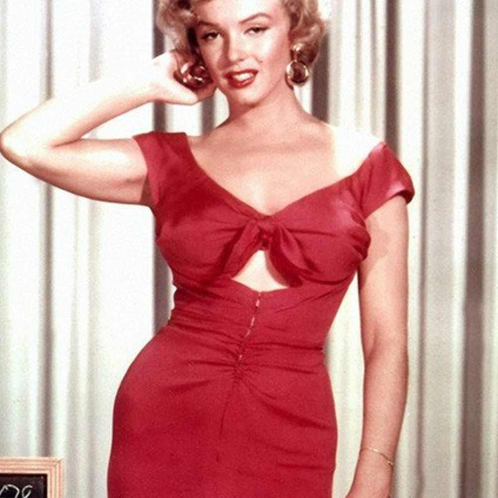 marilyn dress red slink small medium ruched zipper
